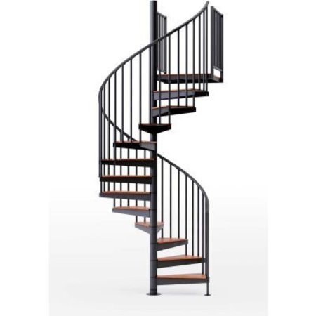 SS INDUSTRIES HOLDING Global Industrial„¢ Condor 36"H Platform 2 Rail Spiral Stair Kit, 60"Dia, 11-1/4'H, Black EP60B09B102